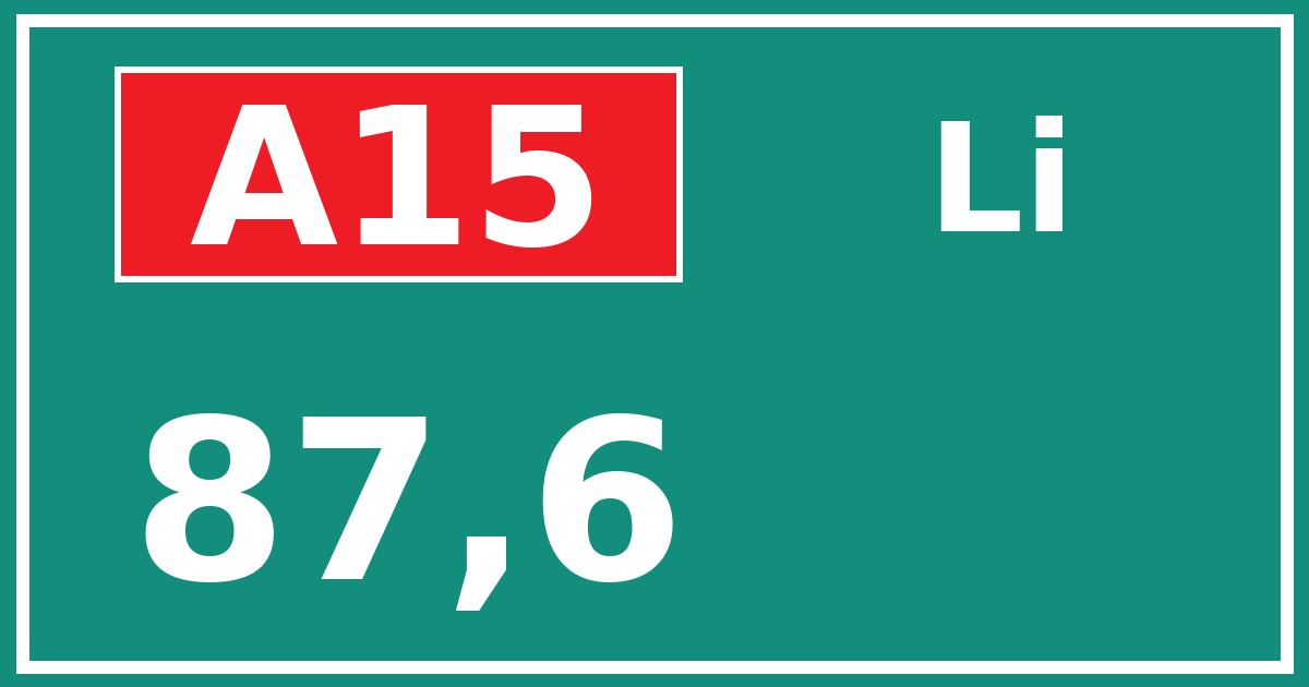 Hectometerbord A15 87,6 zijde Li
