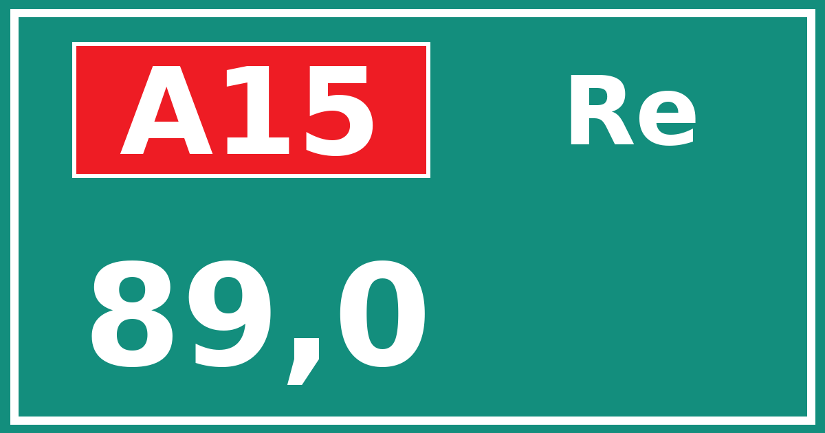 Hectometerbord A15 89,0 zijde Re