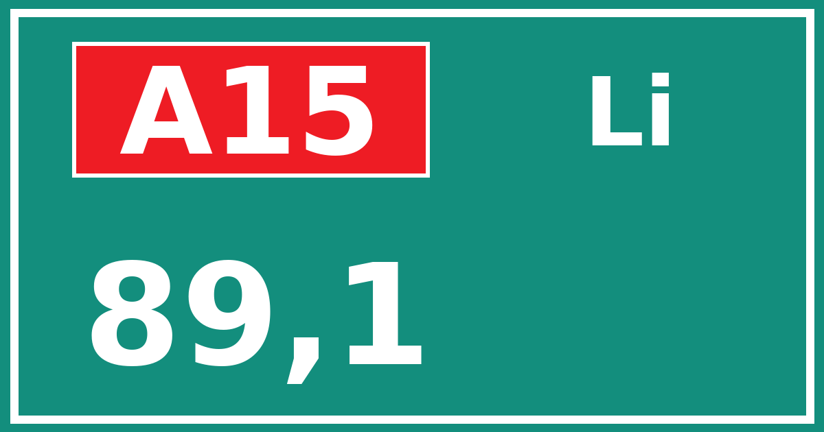 Hectometerbord A15 89,1 zijde Li