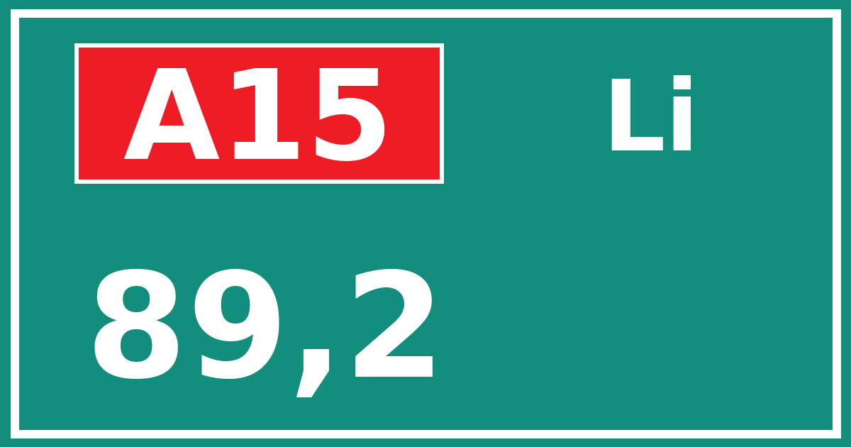 Hectometerbord A15 89,2 zijde Li