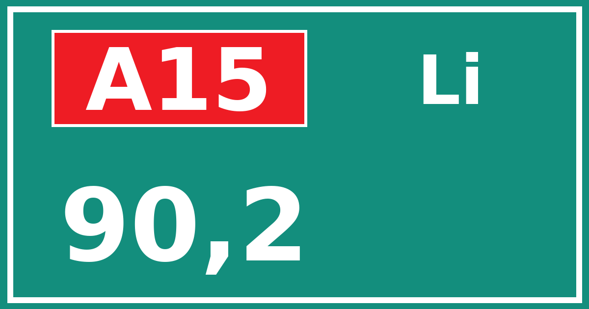 Hectometerbord A15 90,2 zijde Li