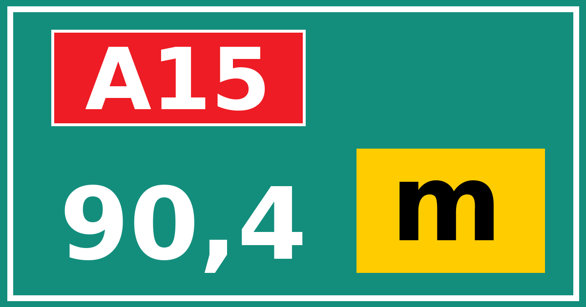 Hectometerbord A15 90,4 letter m