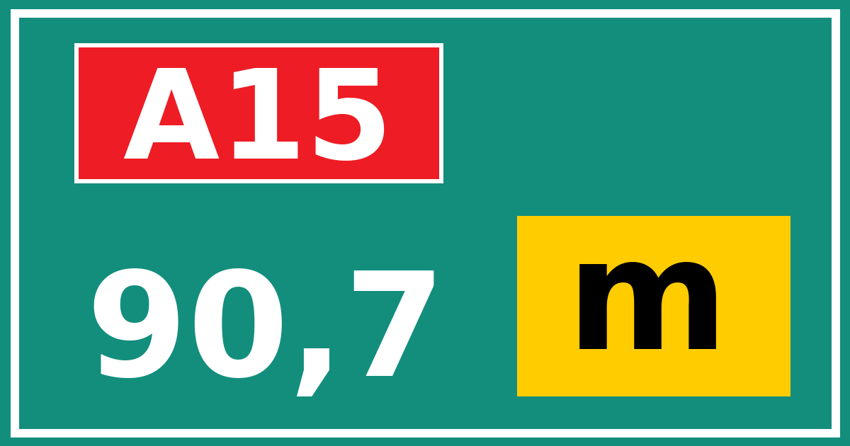 Hectometerbord A15 90,7 letter m