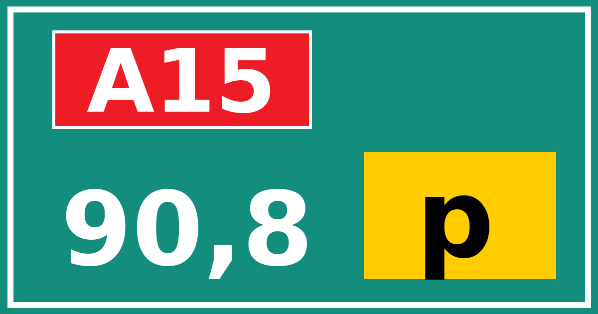 Hectometerbord A15 90,8 letter p