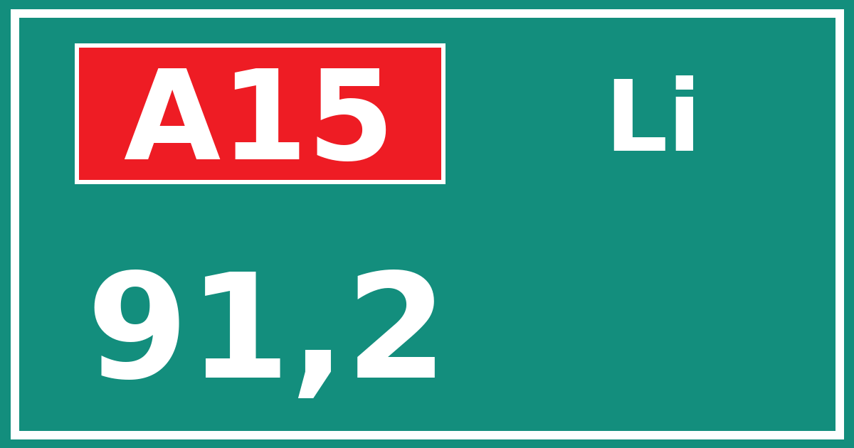 Hectometerbord A15 91,2 zijde Li