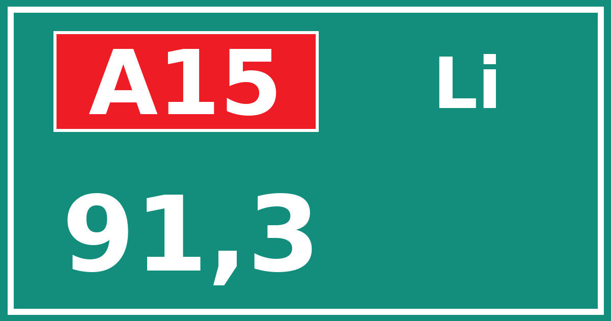 Hectometerbord A15 91,3 zijde Li