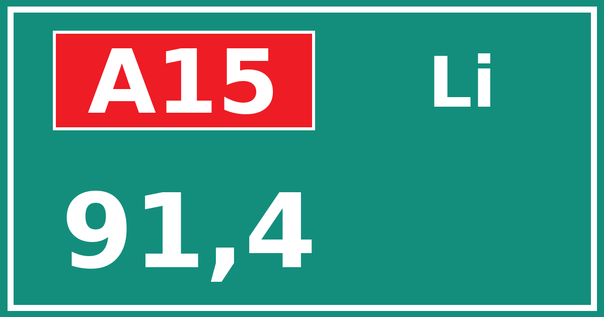 Hectometerbord A15 91,4 zijde Li