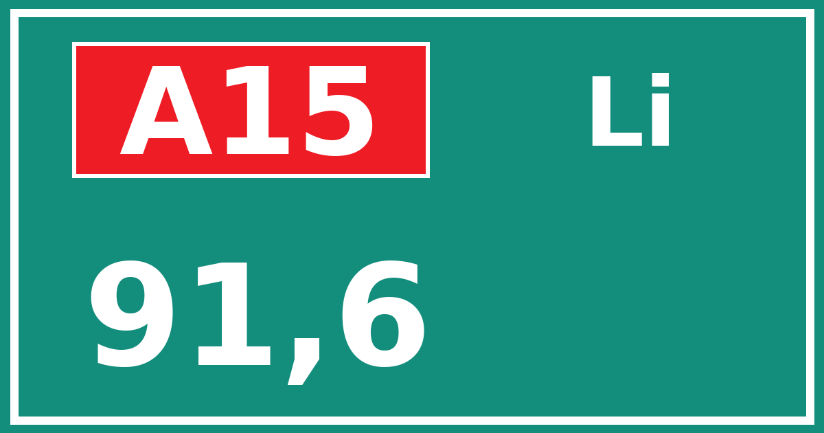 Hectometerbord A15 91,6 zijde Li