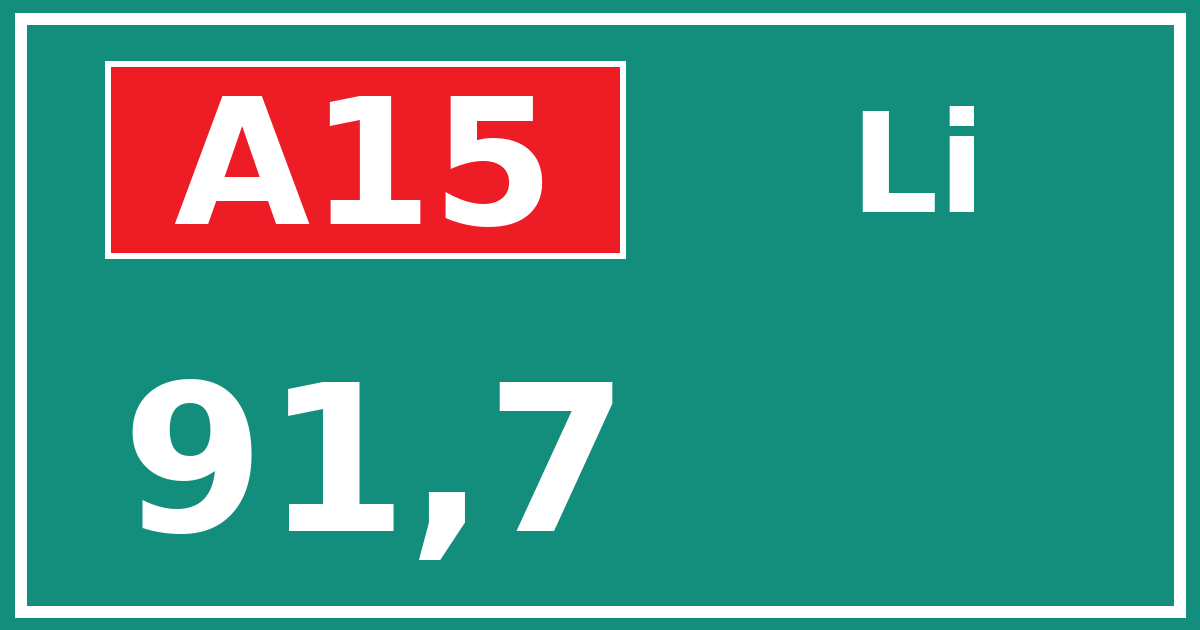 Hectometerbord A15 91,7 zijde Li