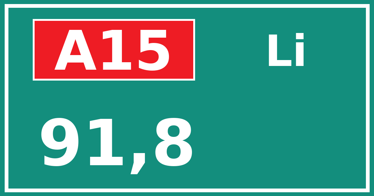 Hectometerbord A15 91,8 zijde Li