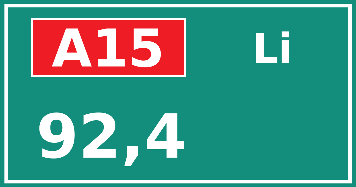 Hectometerbord A15 92,4 zijde Li