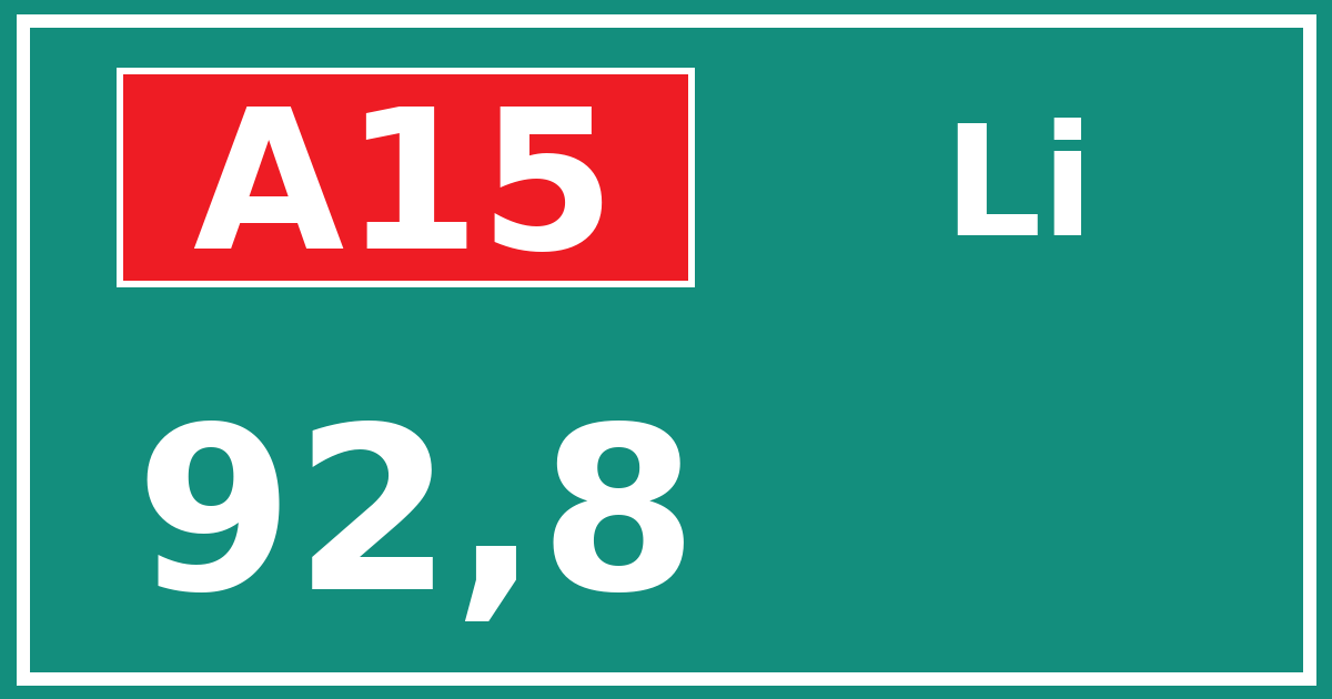 Hectometerbord A15 92,8 zijde Li