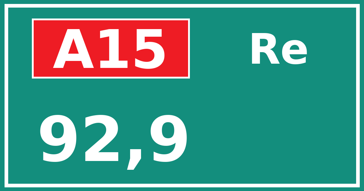 Hectometerbord A15 92,9 zijde Re