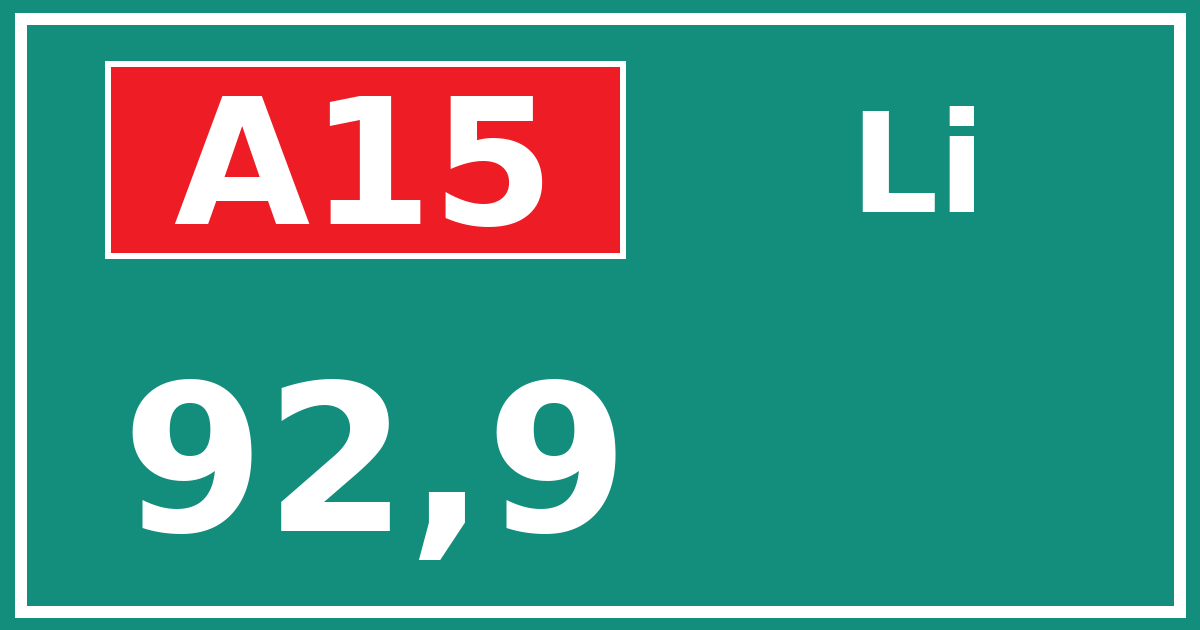 Hectometerbord A15 92,9 zijde Li