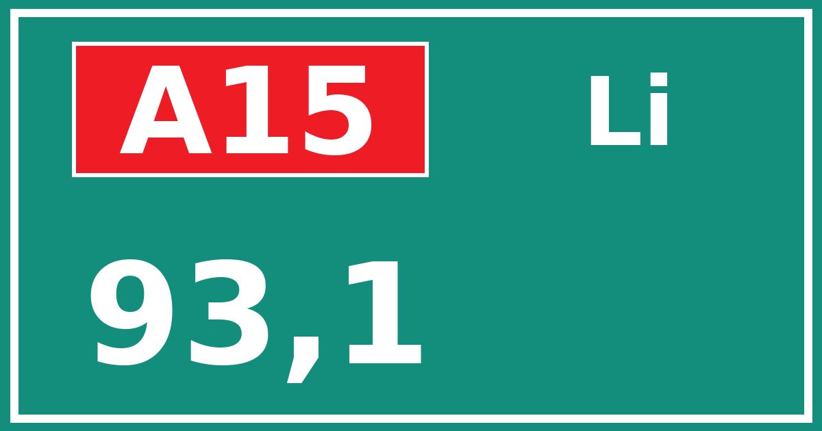 Hectometerbord A15 93,1 zijde Li