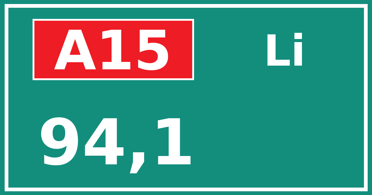 Hectometerbord A15 94,1 zijde Li
