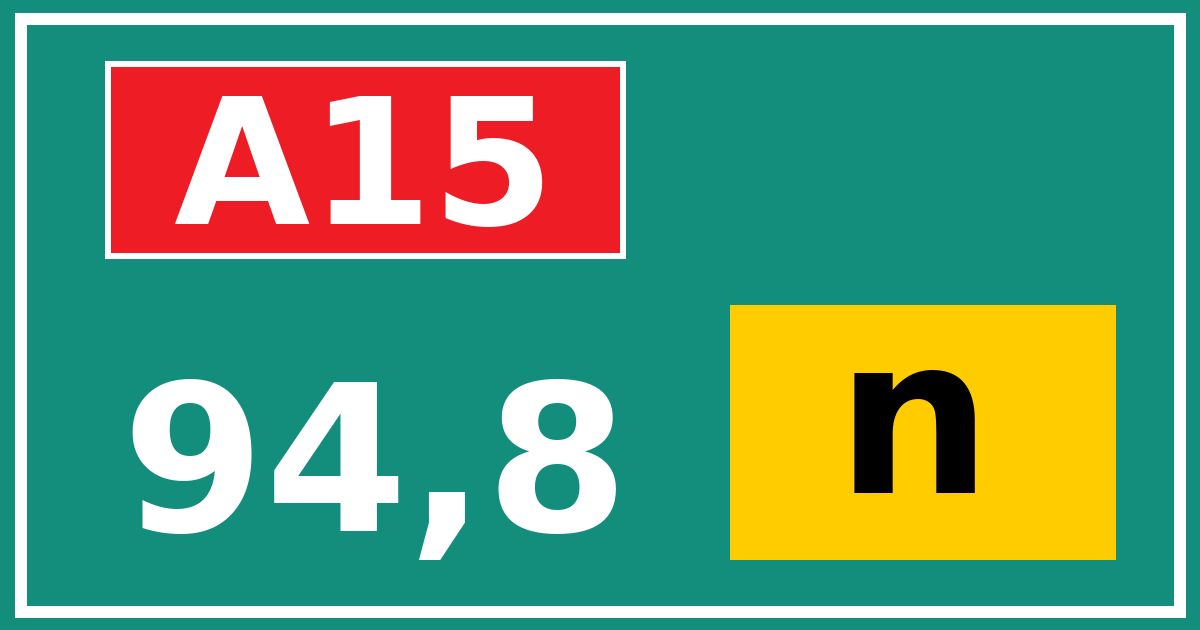 Hectometerbord A15 94,8 letter n