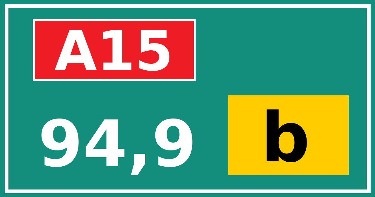 Hectometerbord A15 94,9 letter b
