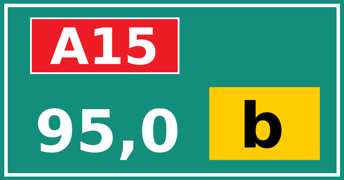 Hectometerbord A15 95,0 letter b