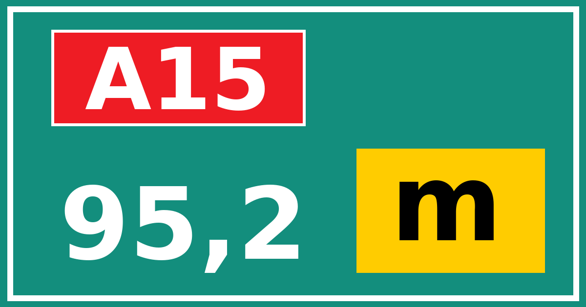 Hectometerbord A15 95,2 letter m