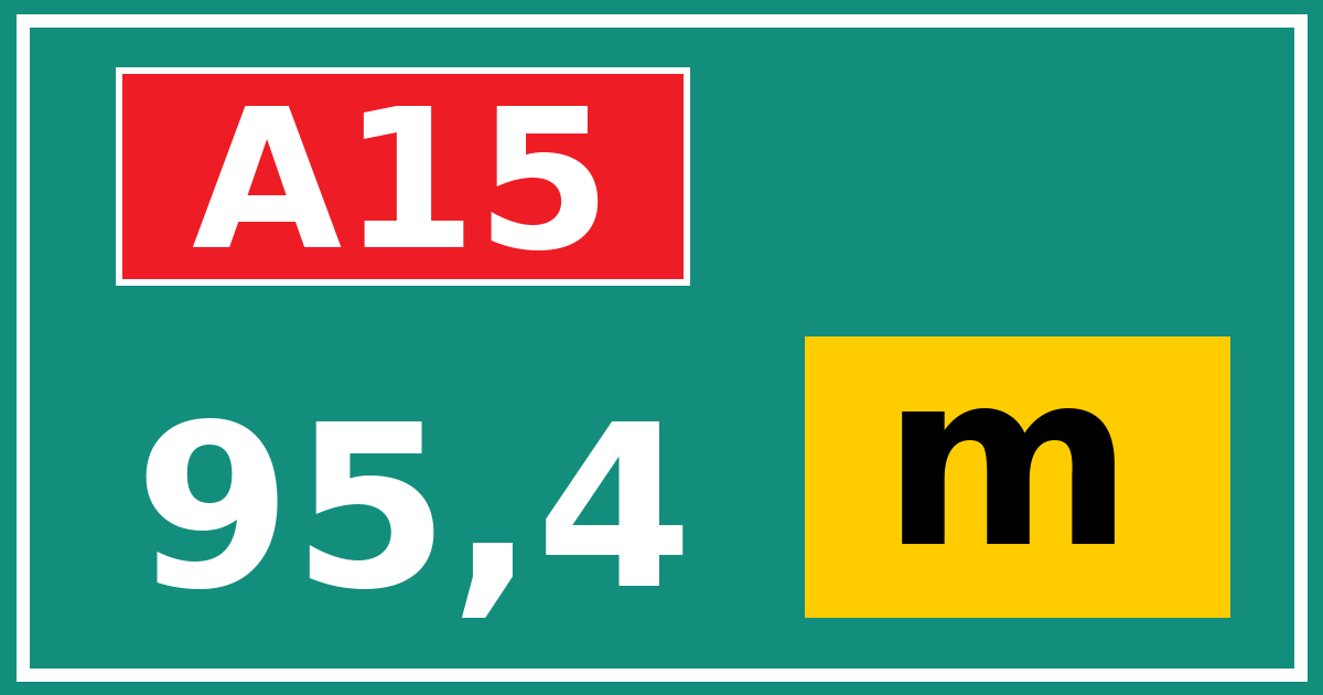 Hectometerbord A15 95,4 letter m