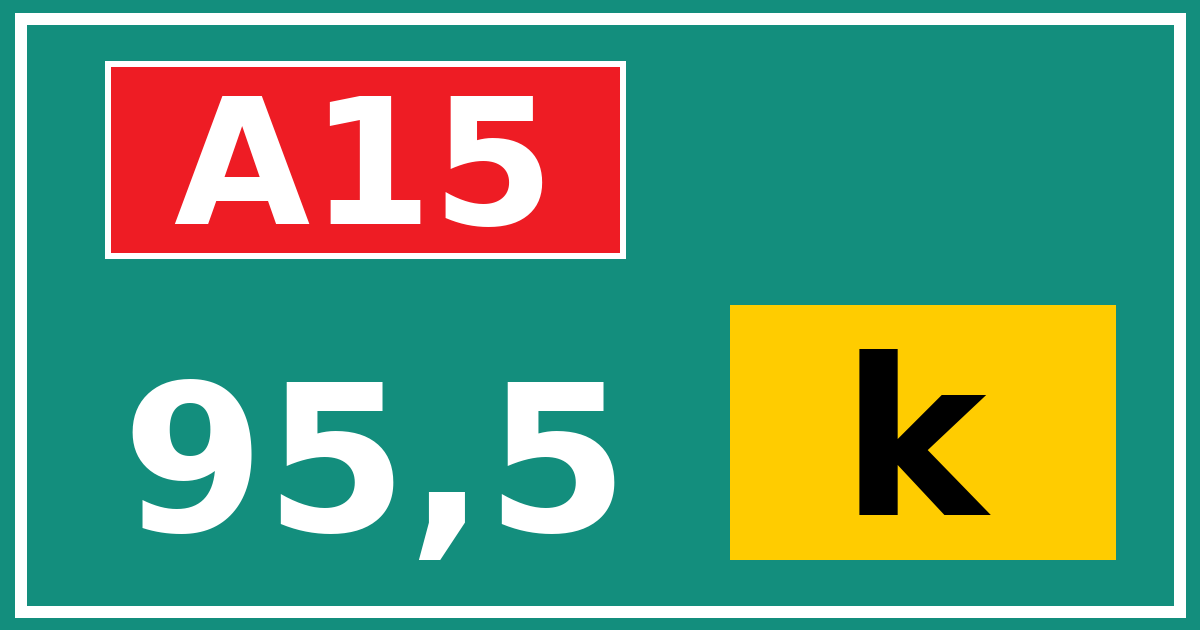 Hectometerbord A15 95,5 letter k