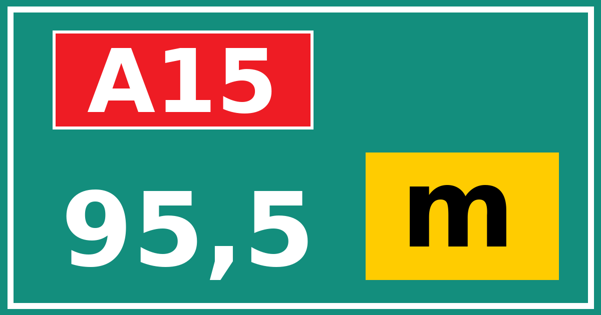 Hectometerbord A15 95,5 letter m