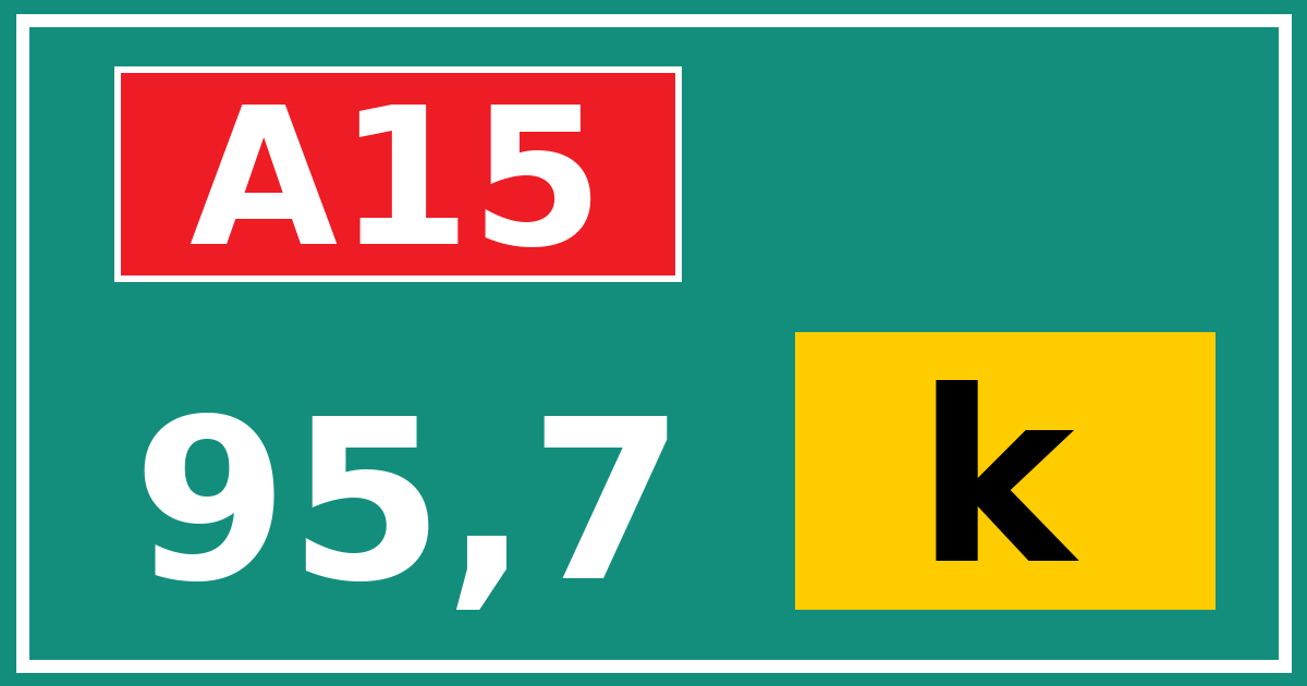 Hectometerbord A15 95,7 letter k