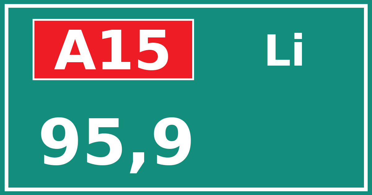 Hectometerbord A15 95,9 zijde Li