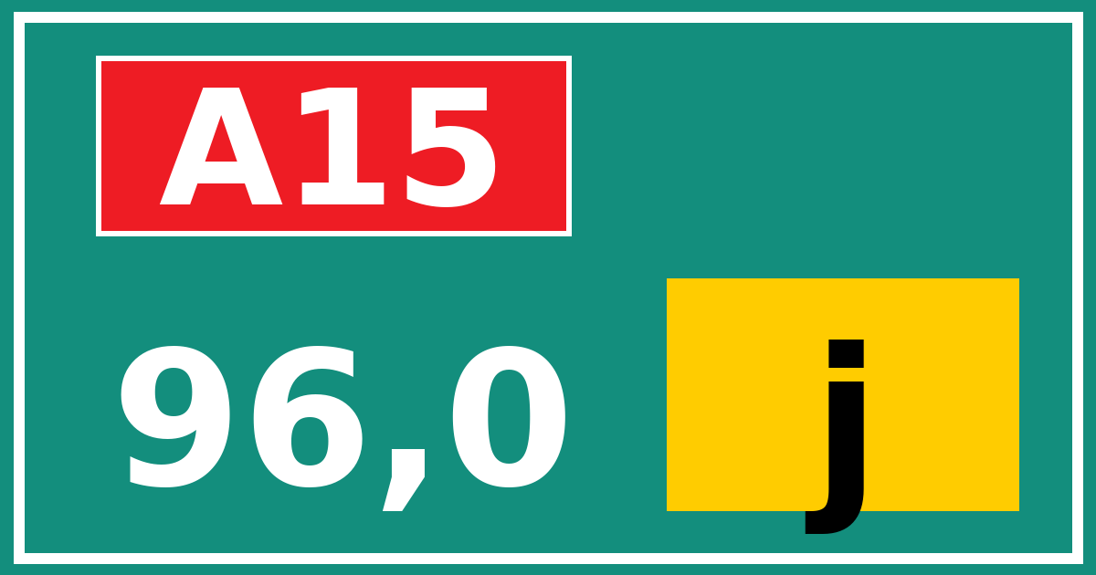 Hectometerbord A15 96,0 letter j
