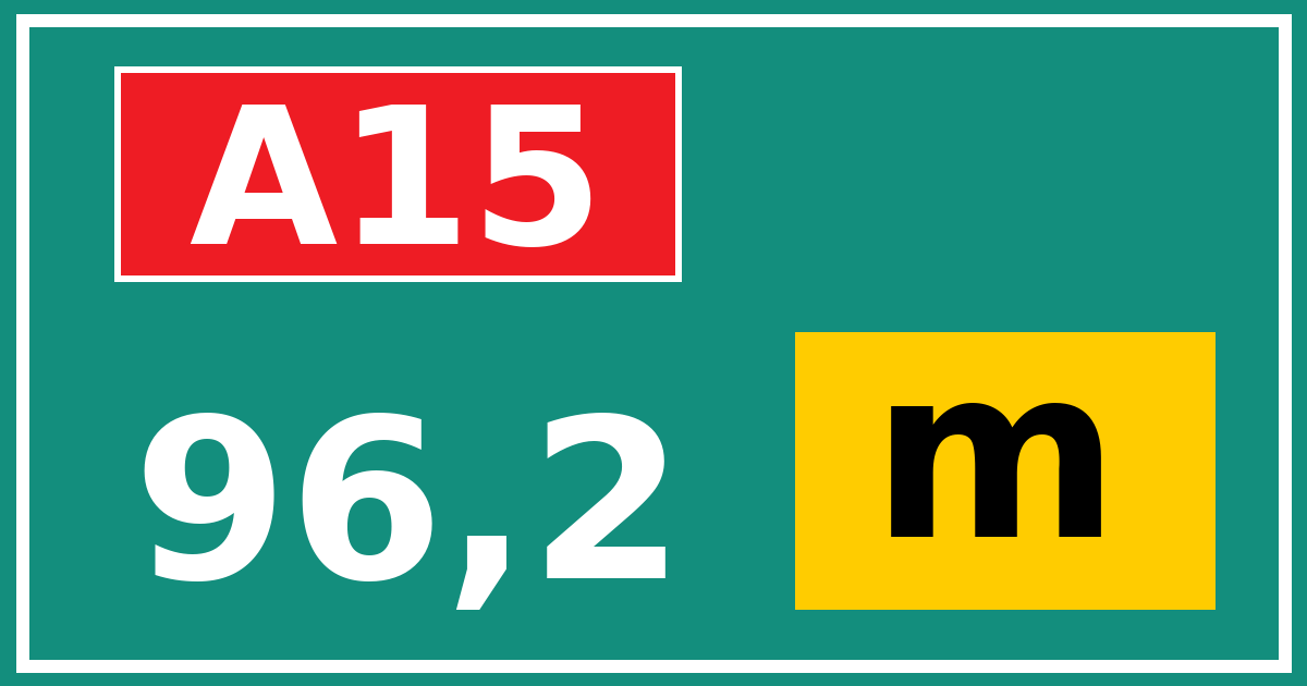 Hectometerbord A15 96,2 letter m