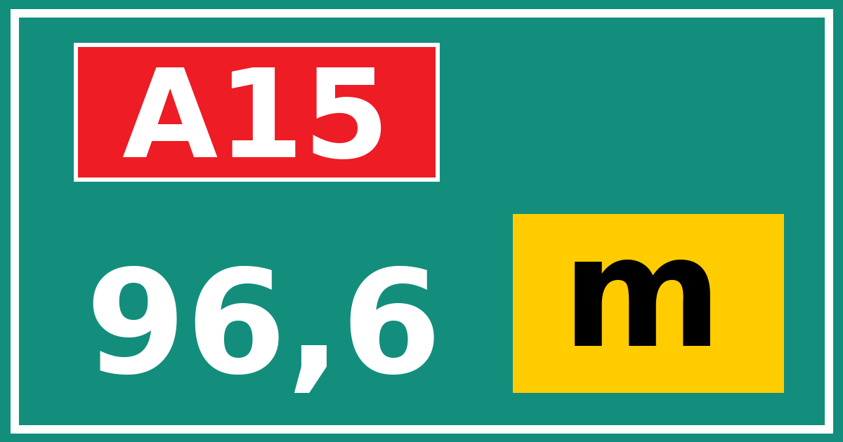 Hectometerbord A15 96,6 letter m
