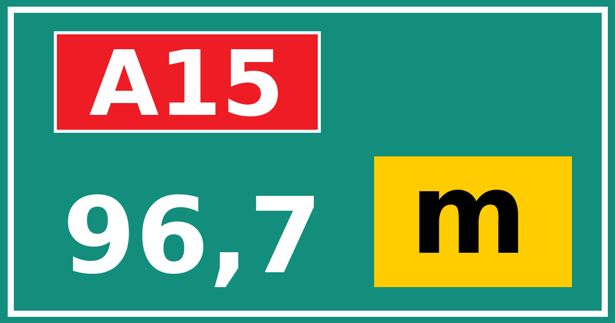 Hectometerbord A15 96,7 letter m