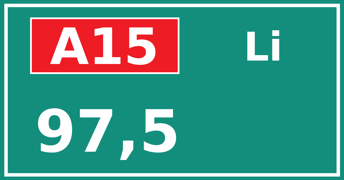 Hectometerbord A15 97,5 zijde Li