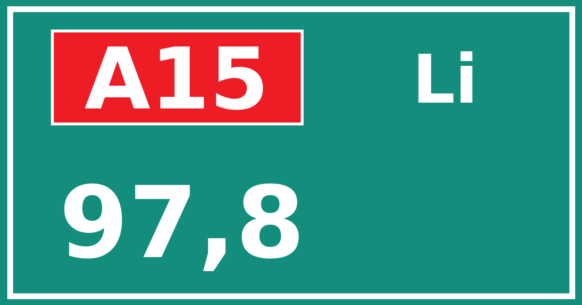 Hectometerbord A15 97,8 zijde Li