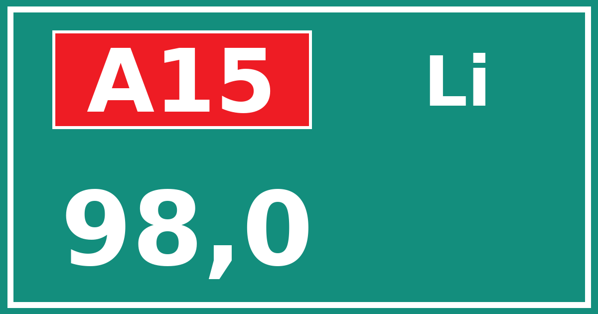 Hectometerbord A15 98,0 zijde Li