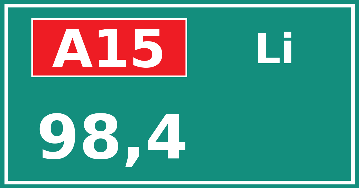 Hectometerbord A15 98,4 zijde Li