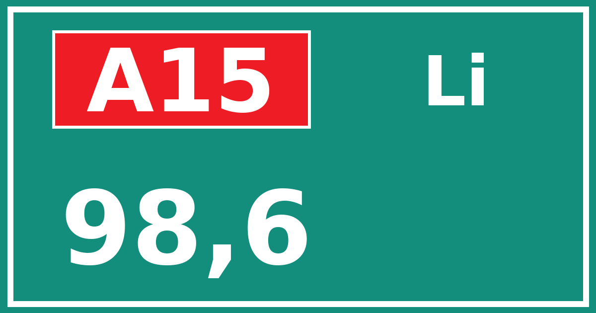Hectometerbord A15 98,6 zijde Li