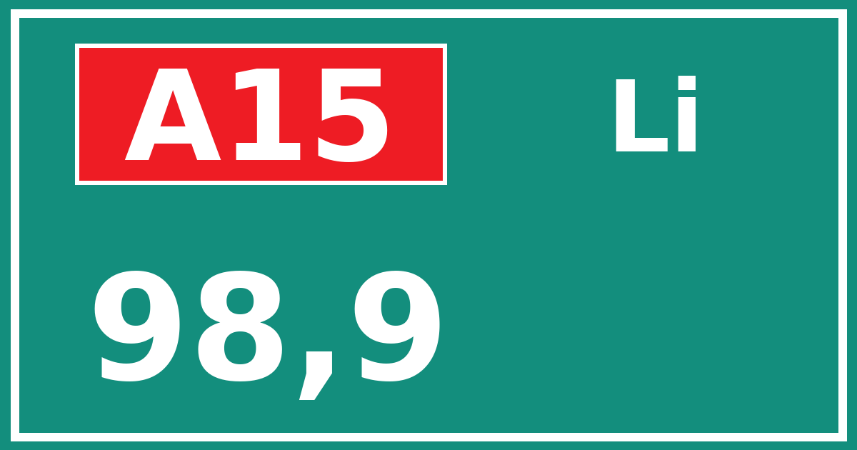 Hectometerbord A15 98,9 zijde Li