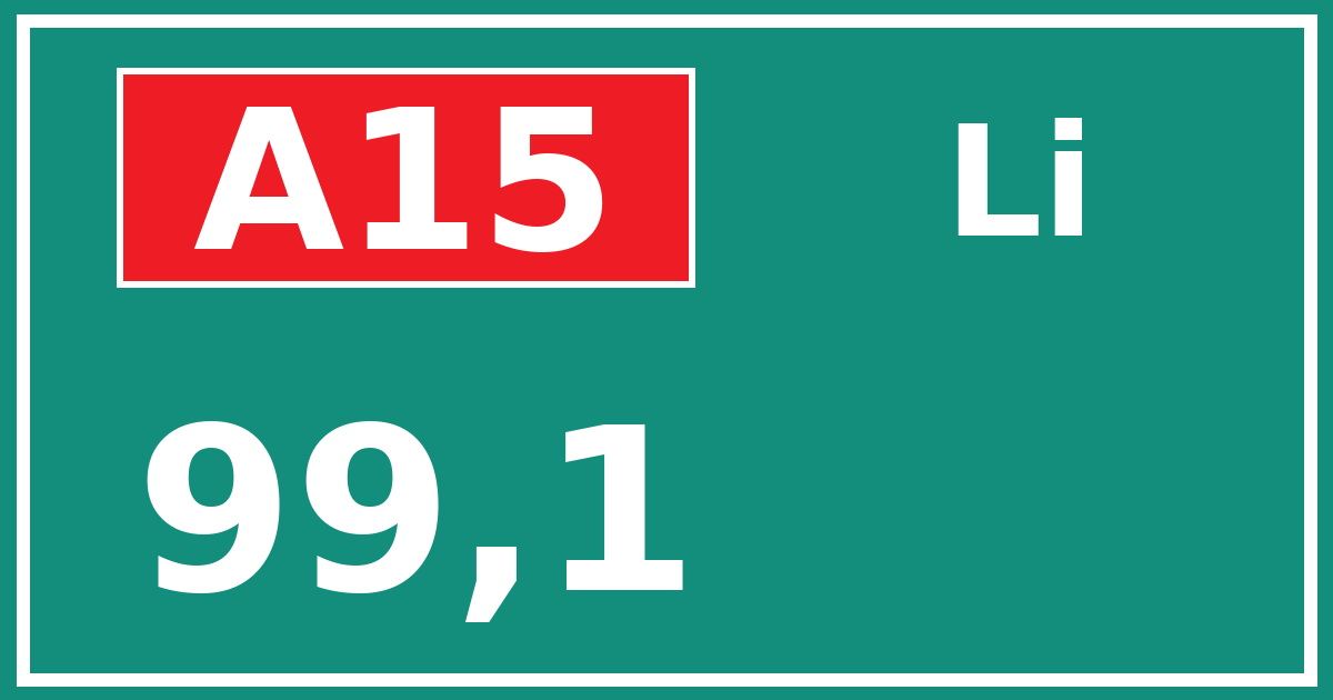 Hectometerbord A15 99,1 zijde Li