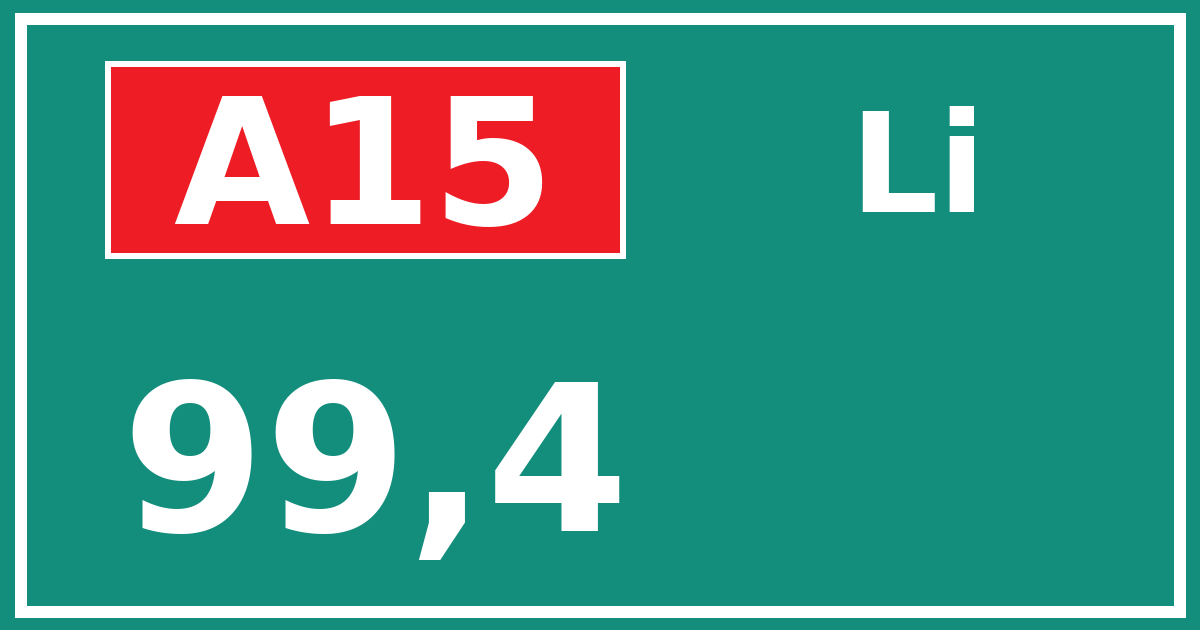 Hectometerbord A15 99,4 zijde Li