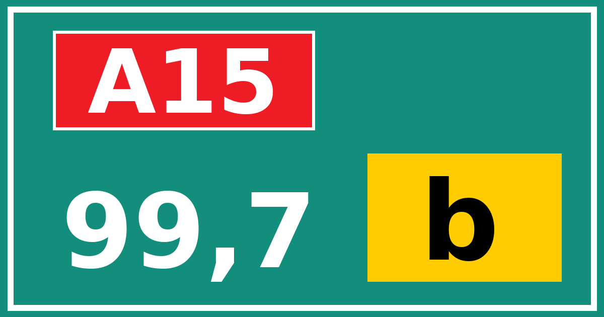 Hectometerbord A15 99,7 letter b