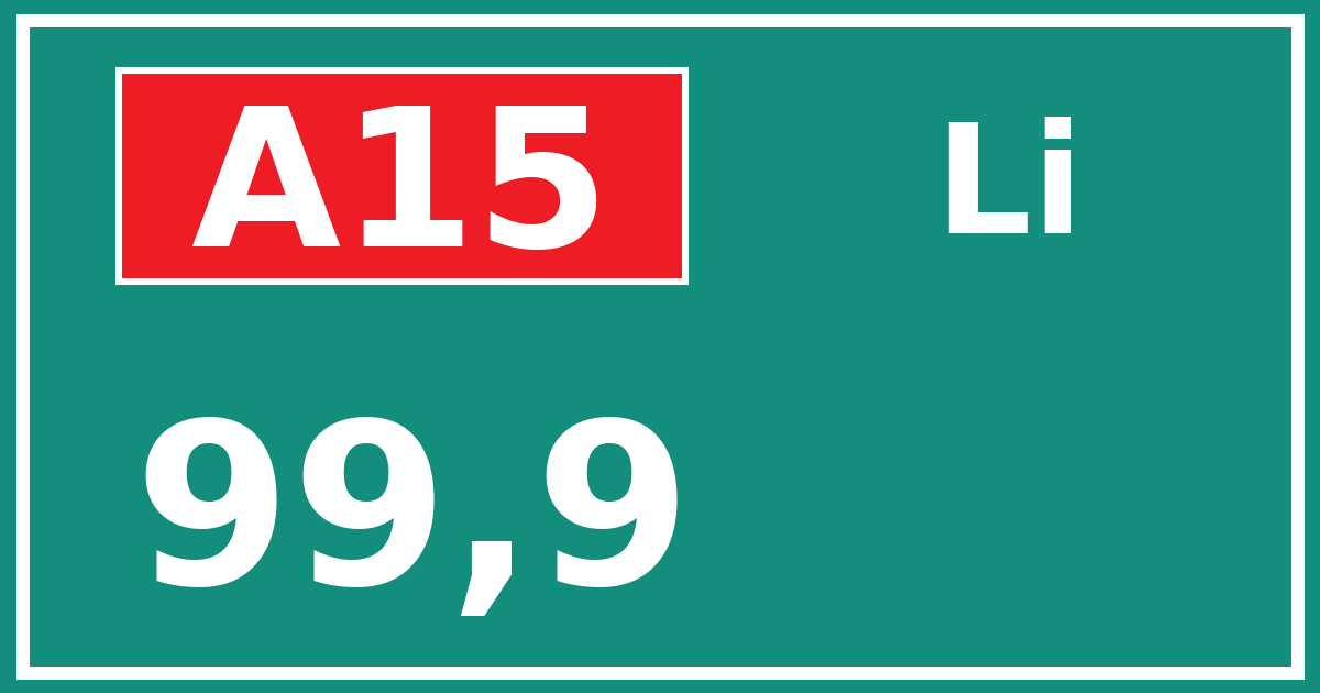 Hectometerbord A15 99,9 zijde Li