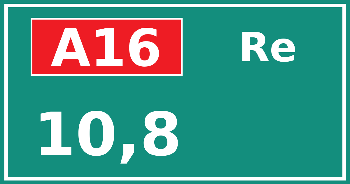 Hectometerbord A16 10,8 zijde Re