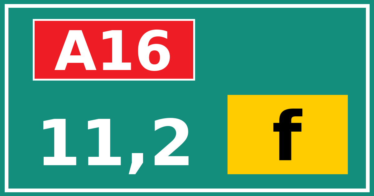 Hectometerbord A16 11,2 letter f