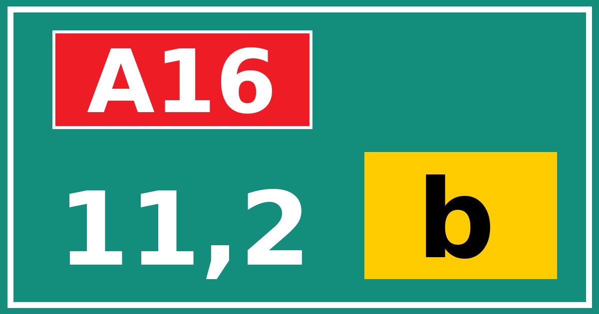 Hectometerbord A16 11,2 letter b