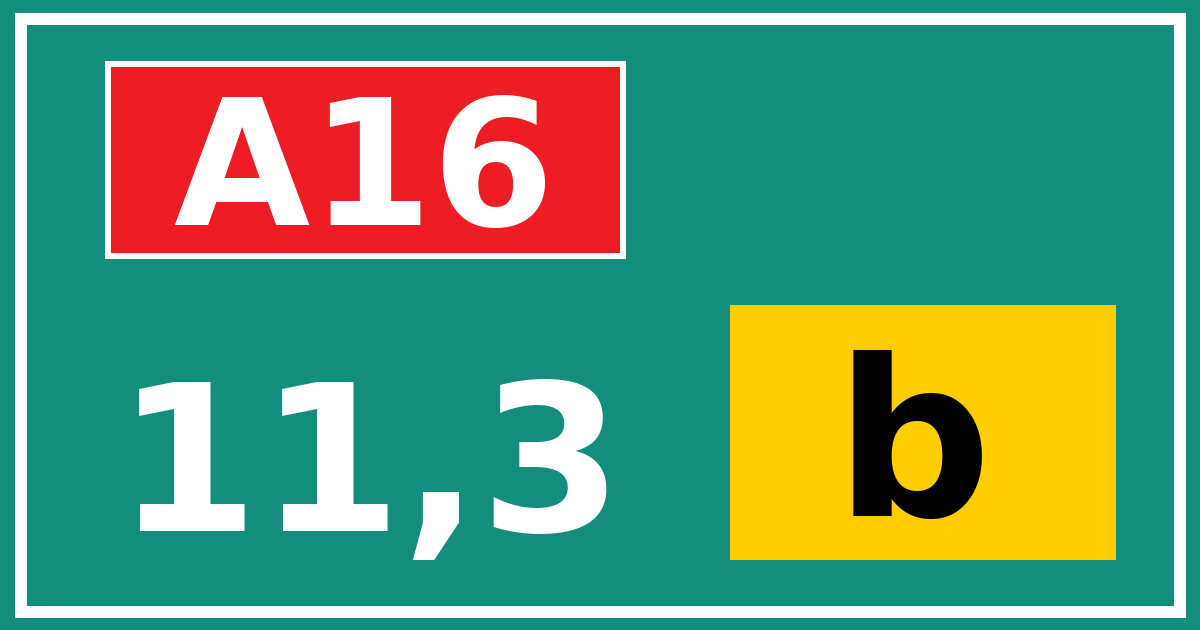 Hectometerbord A16 11,3 letter b