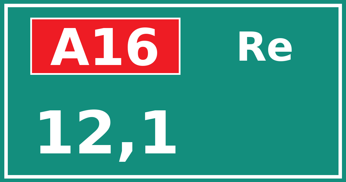 Hectometerbord A16 12,1 zijde Re