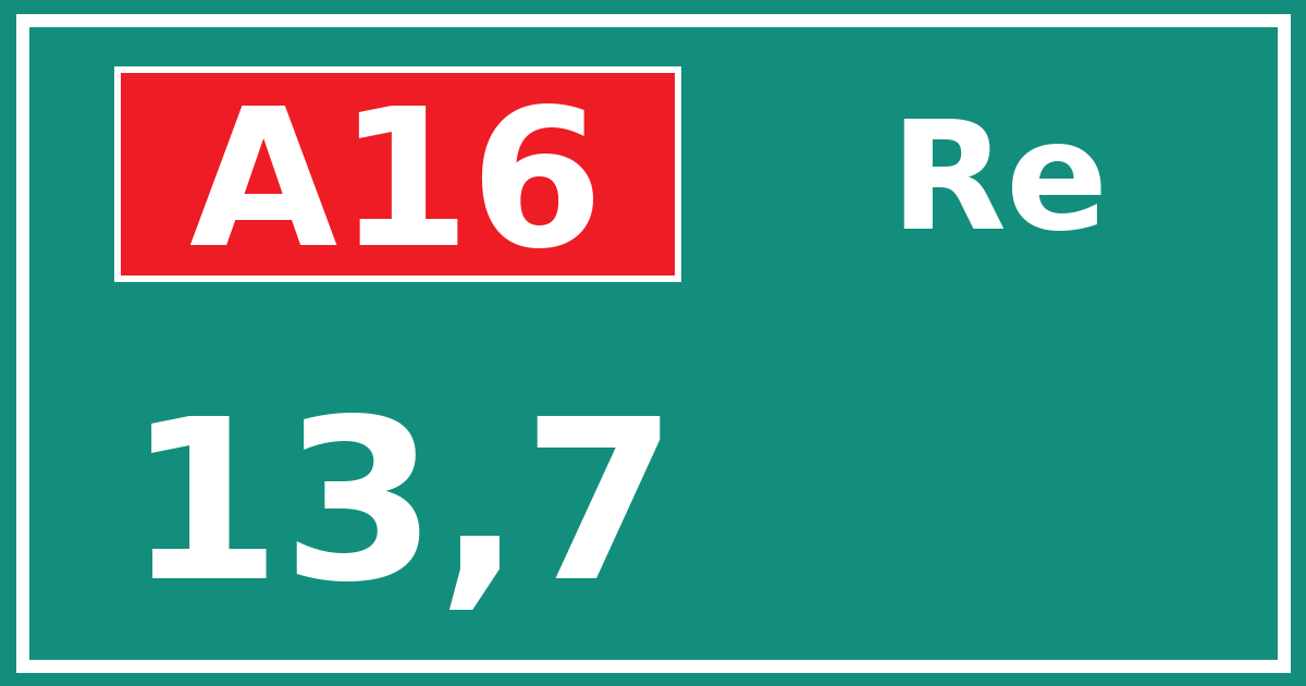 Hectometerbord A16 13,7 zijde Re