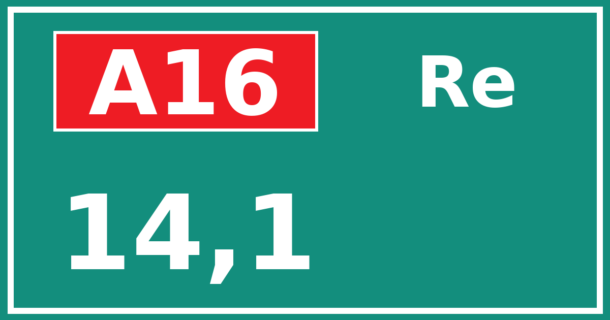 Hectometerbord A16 14,1 zijde Re